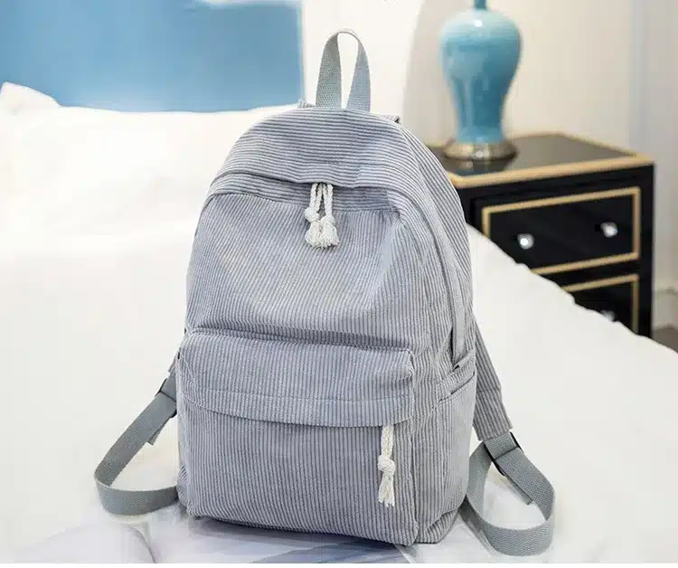 Miyahouse Preppy Style Soft Fabric Backpack Female Corduroy Design School Backpack For Teenage Girls Striped Backpack Women 13