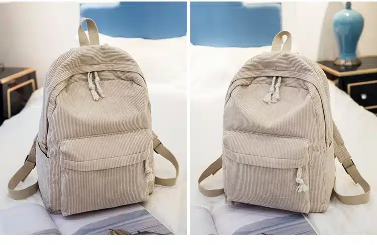 Miyahouse Preppy Style Soft Fabric Backpack Female Corduroy Design School Backpack For Teenage Girls Striped Backpack Women 15