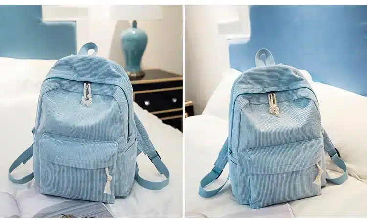 Miyahouse Preppy Style Soft Fabric Backpack Female Corduroy Design School Backpack For Teenage Girls Striped Backpack Women 16