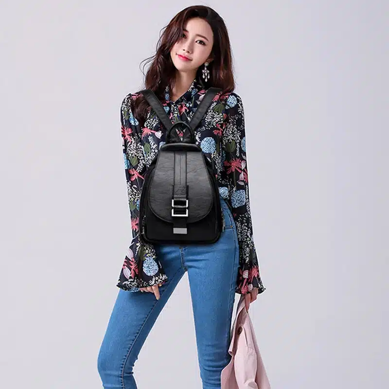 2018 Women Leather Backpacks Vintage Female Shoulder Bag Sac a Dos Travel Ladies Bagpack Mochilas School Bags For Girls Preppy 13