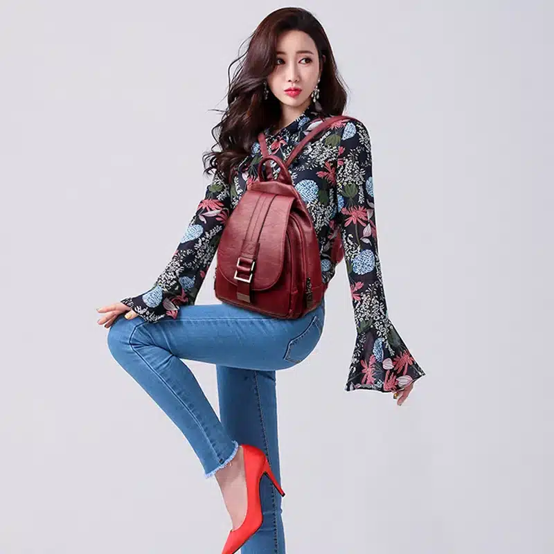 2018 Women Leather Backpacks Vintage Female Shoulder Bag Sac a Dos Travel Ladies Bagpack Mochilas School Bags For Girls Preppy 14