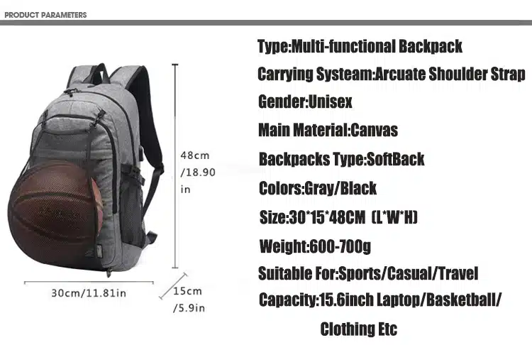 Hot Men's Sports Gym Bags Basketball Backpack School Bags For Teenager Boys Soccer Ball Pack Laptop Bag Football Net Fitness Bag 12