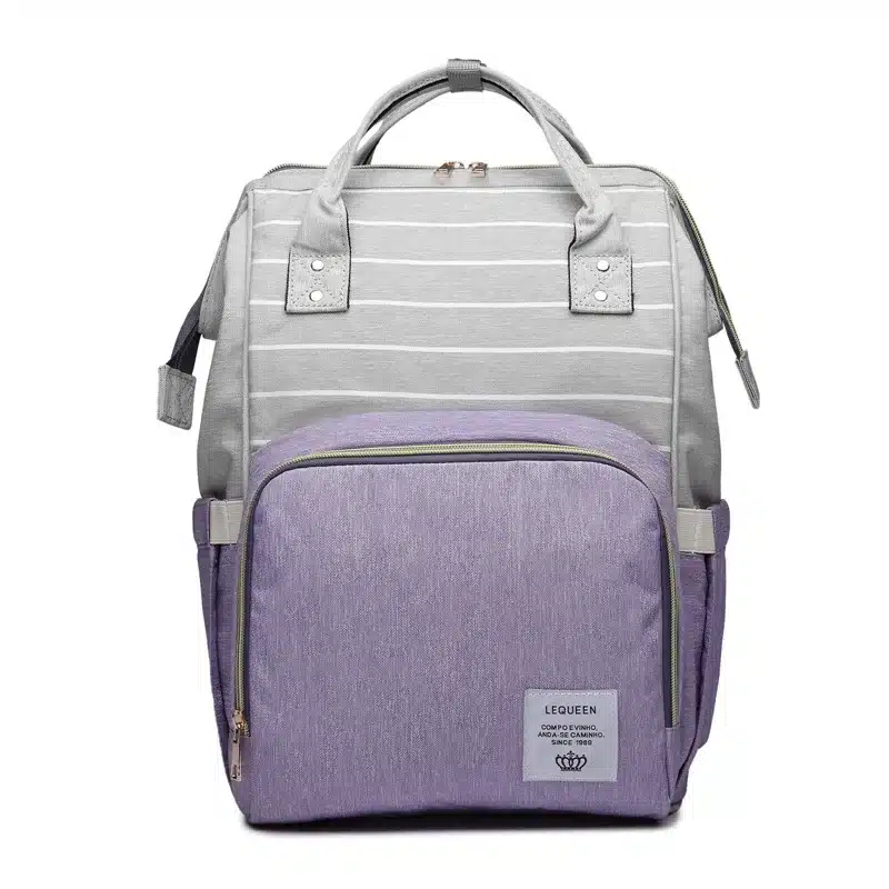 Lequeen Stripe Diaper Bag Backpack Designer Nursing Care Baby Bag Travel Nappy Bag Organizer Waterproof Maternity Patchwork Bag 20