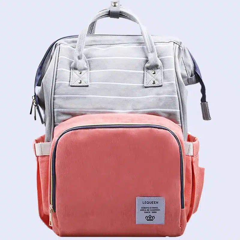 Lequeen Stripe Diaper Bag Backpack Designer Nursing Care Baby Bag Travel Nappy Bag Organizer Waterproof Maternity Patchwork Bag 21