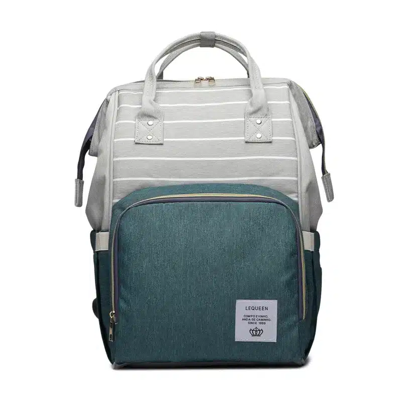 Lequeen Stripe Diaper Bag Backpack Designer Nursing Care Baby Bag Travel Nappy Bag Organizer Waterproof Maternity Patchwork Bag 25