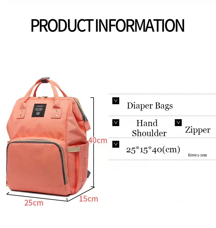 Mummy Maternity Nursing Diaper Bag Care Baby Stroller Carriage Waterproof Bag Care Organizer Backpack Travel Handbag 16