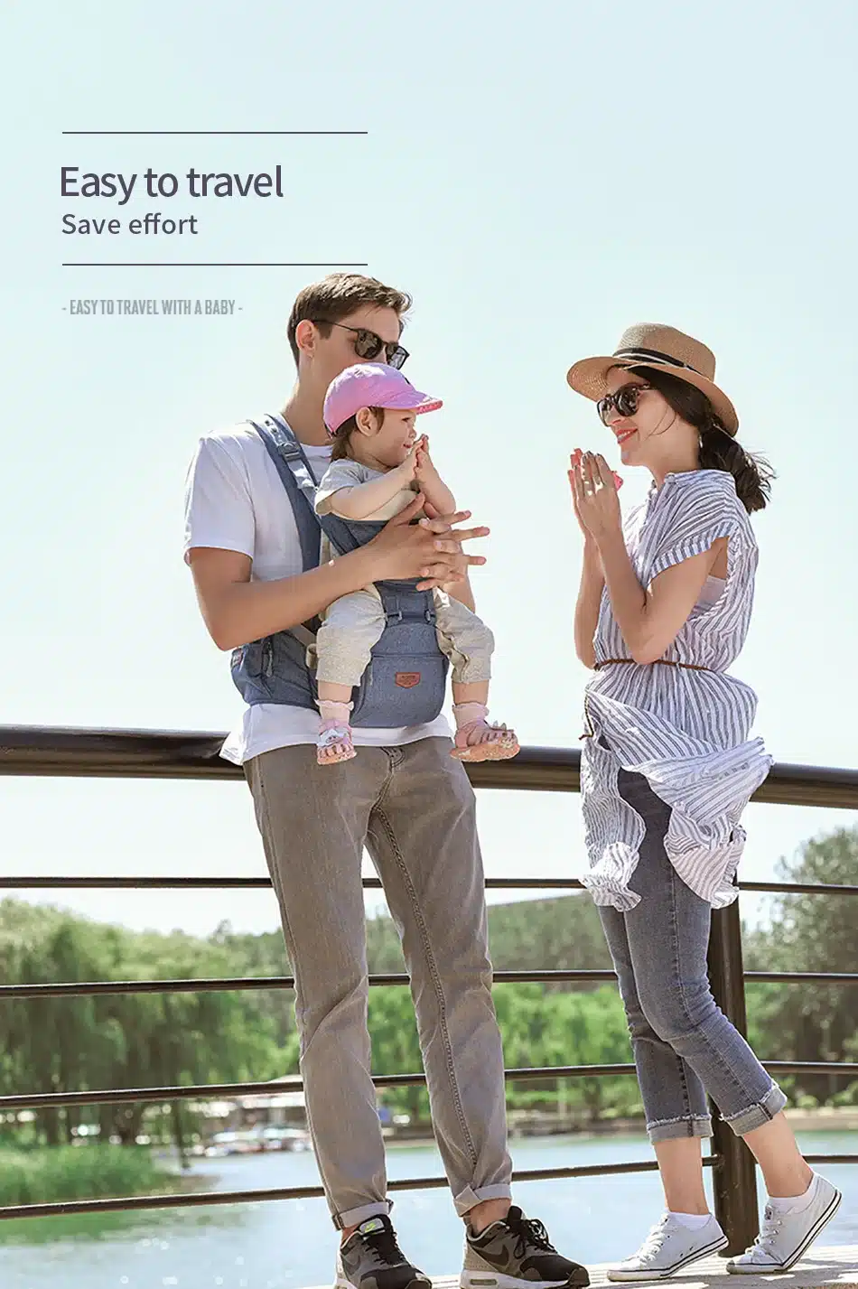 SUNVENO Ergonomic Baby Carrier Infant Baby Hipseat Carrier Front Facing Ergonomic Kangaroo Baby Wrap Sling for Baby Travel 0-36M 9
