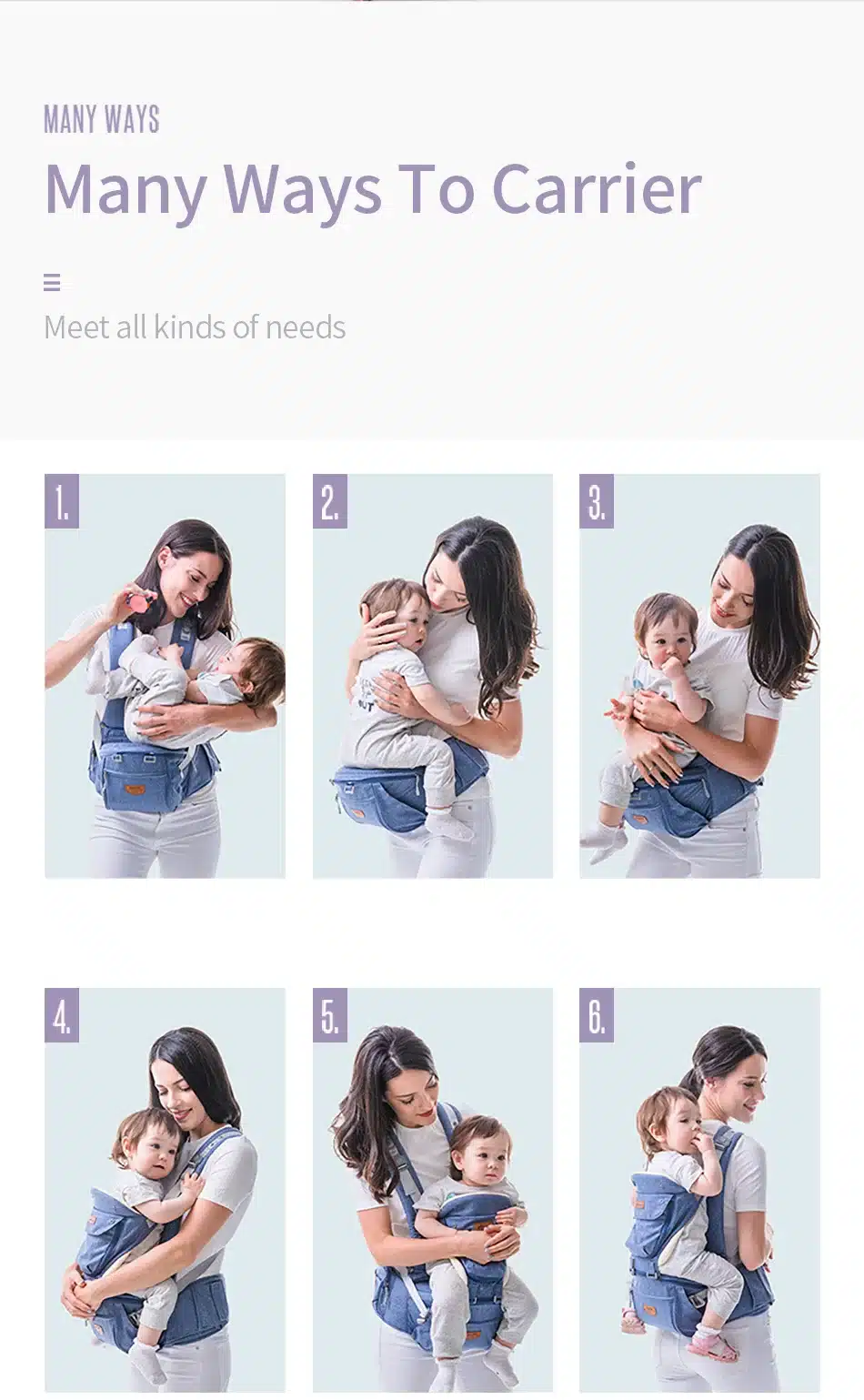 SUNVENO Ergonomic Baby Carrier Infant Baby Hipseat Carrier Front Facing Ergonomic Kangaroo Baby Wrap Sling for Baby Travel 0-36M 22