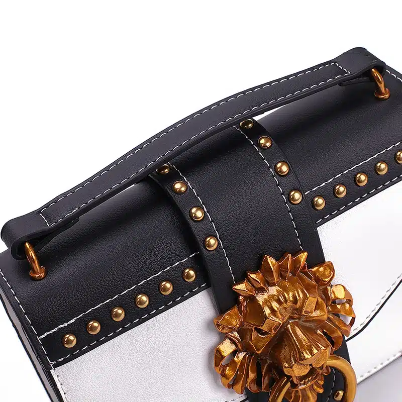 Fashion Metal Lion Head Mini Small Square Pack Shoulder Bag Crossbody Package Clutch Women Designer Wallet Handbags Bolsos Mujer 26