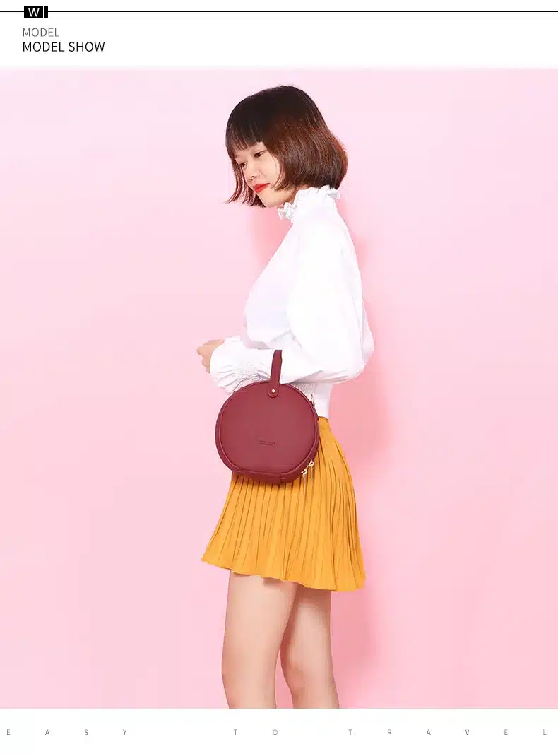 HOT Circular Design Fashion Women Shoulder Bag Leather Women's Crossbody Messenger Bags Ladies Purse Female Round Bolsa Handbag 13
