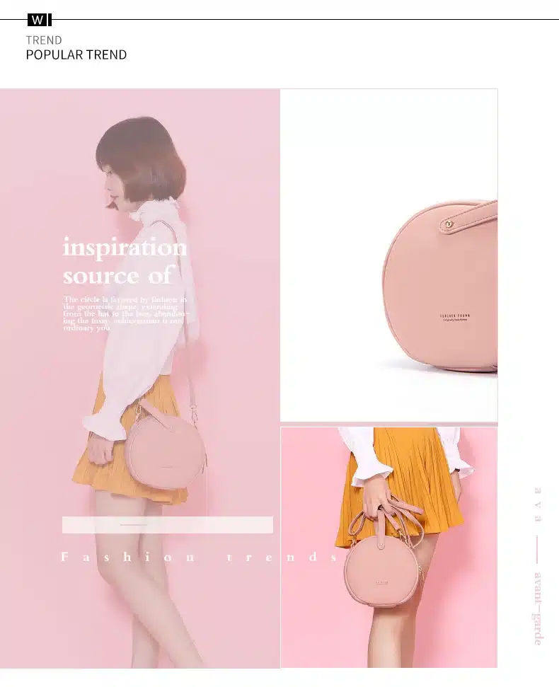 HOT Circular Design Fashion Women Shoulder Bag Leather Women's Crossbody Messenger Bags Ladies Purse Female Round Bolsa Handbag 16