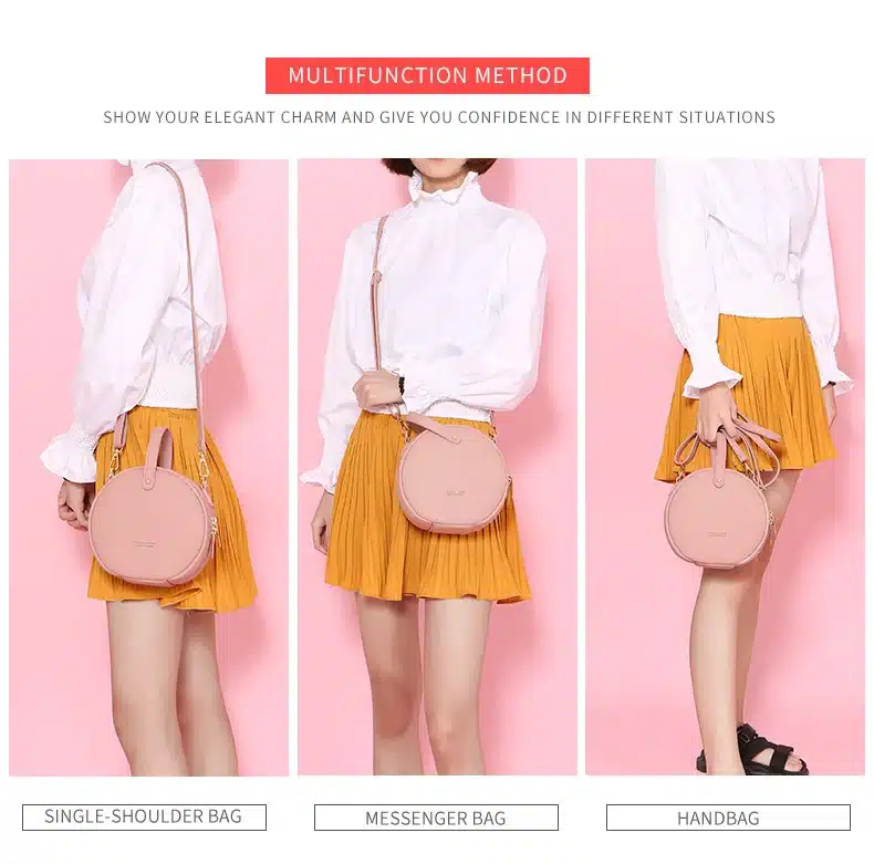 HOT Circular Design Fashion Women Shoulder Bag Leather Women's Crossbody Messenger Bags Ladies Purse Female Round Bolsa Handbag 21