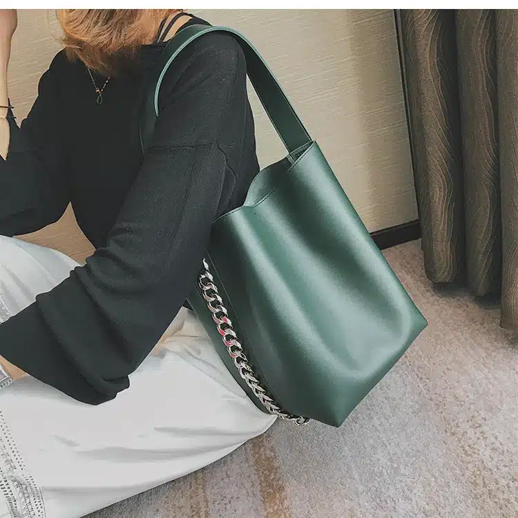Brand design women shoulder bag Large capacity Chain bucket Handbags Quality PU leather Women's Totes Shopping Bag bolsa feminin 20