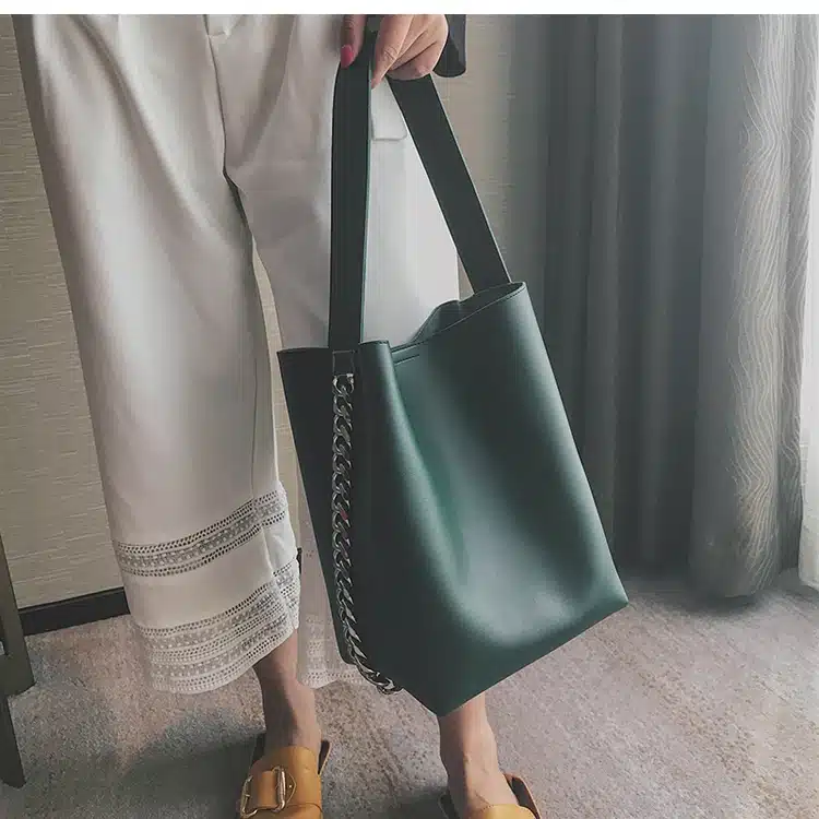 Brand design women shoulder bag Large capacity Chain bucket Handbags Quality PU leather Women's Totes Shopping Bag bolsa feminin 21