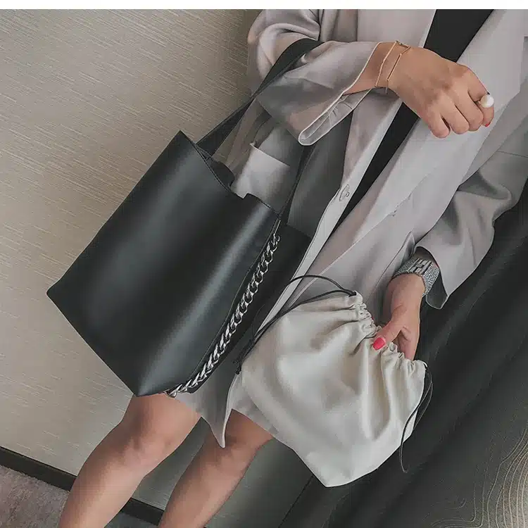 Brand design women shoulder bag Large capacity Chain bucket Handbags Quality PU leather Women's Totes Shopping Bag bolsa feminin 22