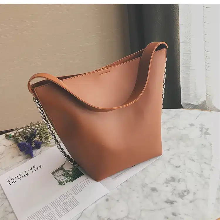 Brand design women shoulder bag Large capacity Chain bucket Handbags Quality PU leather Women's Totes Shopping Bag bolsa feminin 24