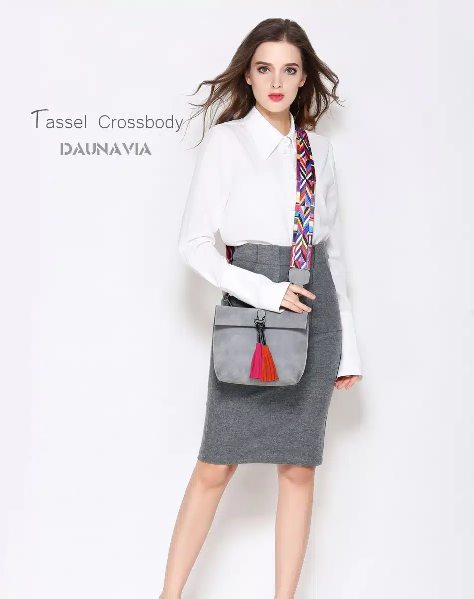 DAUNAVIA Brand Women Messenger Bag Crossbody Bag tassel Shoulder Bags Female Designer Handbags Women bags with colorful strap 8