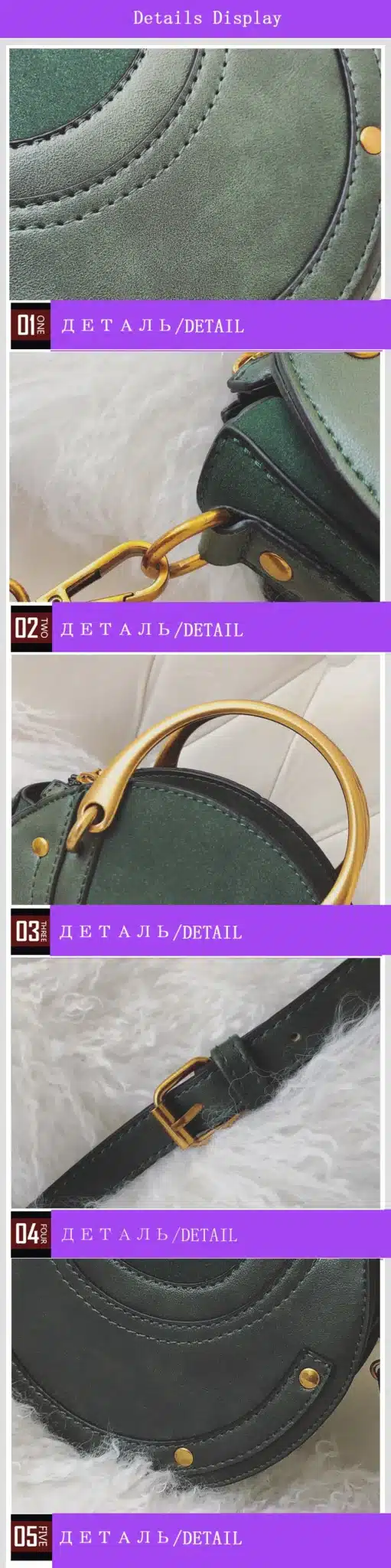 Women Totes Bag Fashion Circular Leather Retro Brand Metal Ring Handbag For Girl Small Round Lady Shoulder Messenger Bags SAJOSE 5