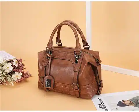 2018 Winter New Pu Leather Handbag Hign Capacity Vintage Tassel Shoulder Bags For Women Belt Buckles Shopping Tote 8