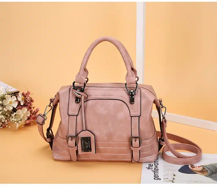 2018 Winter New Pu Leather Handbag Hign Capacity Vintage Tassel Shoulder Bags For Women Belt Buckles Shopping Tote 9