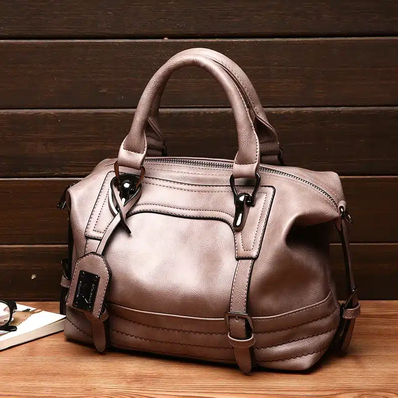 2018 Winter New Pu Leather Handbag Hign Capacity Vintage Tassel Shoulder Bags For Women Belt Buckles Shopping Tote 10