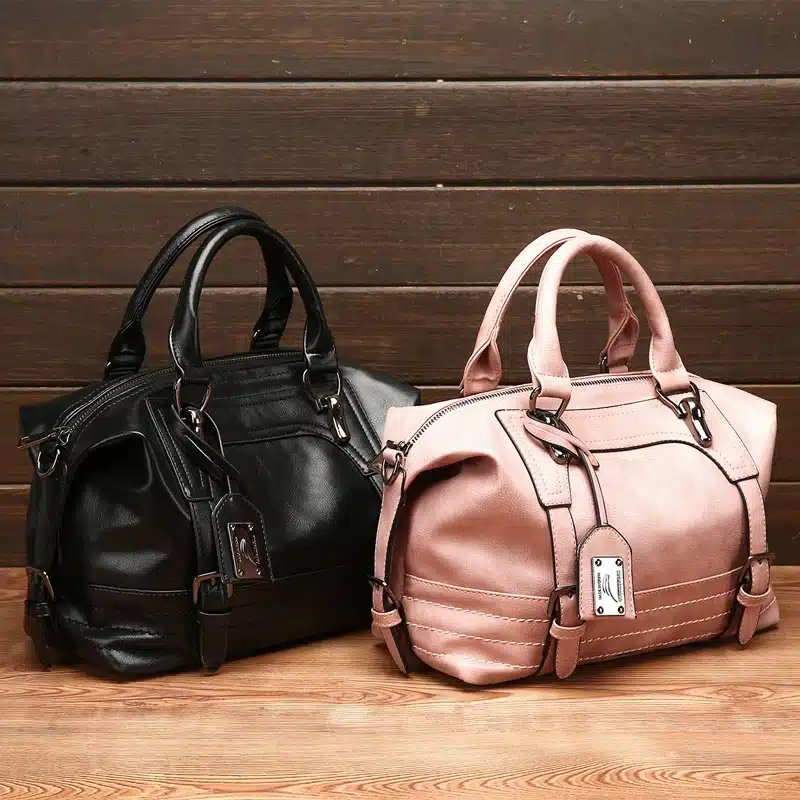 2018 Winter New Pu Leather Handbag Hign Capacity Vintage Tassel Shoulder Bags For Women Belt Buckles Shopping Tote 11