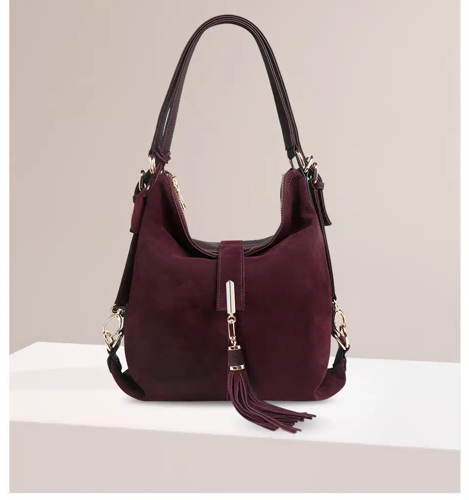 Nico Louise Women Real Split Suede Leather Shoulder Bag Female Leisure Nubuck Casual Handbag Hobo Messenger Top-handle bags 16