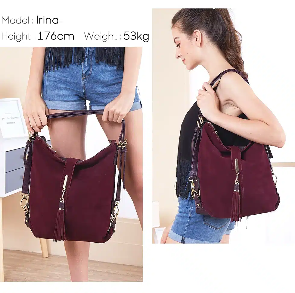 Nico Louise Women Real Split Suede Leather Shoulder Bag Female Leisure Nubuck Casual Handbag Hobo Messenger Top-handle bags 19