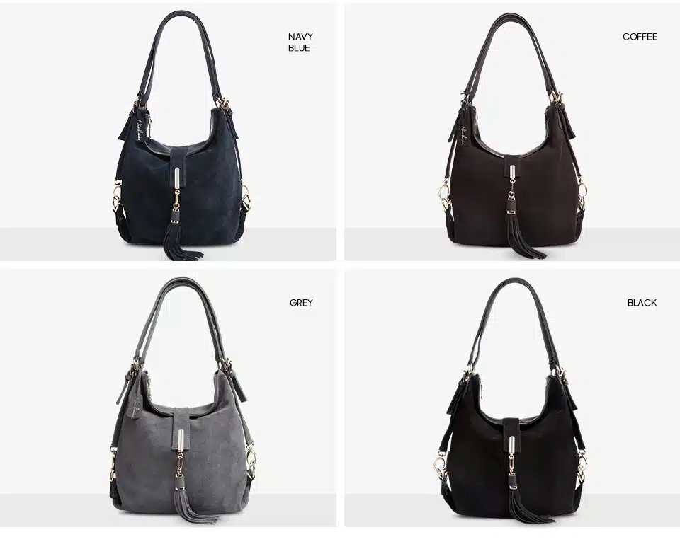Nico Louise Women Real Split Suede Leather Shoulder Bag Female Leisure Nubuck Casual Handbag Hobo Messenger Top-handle bags 24