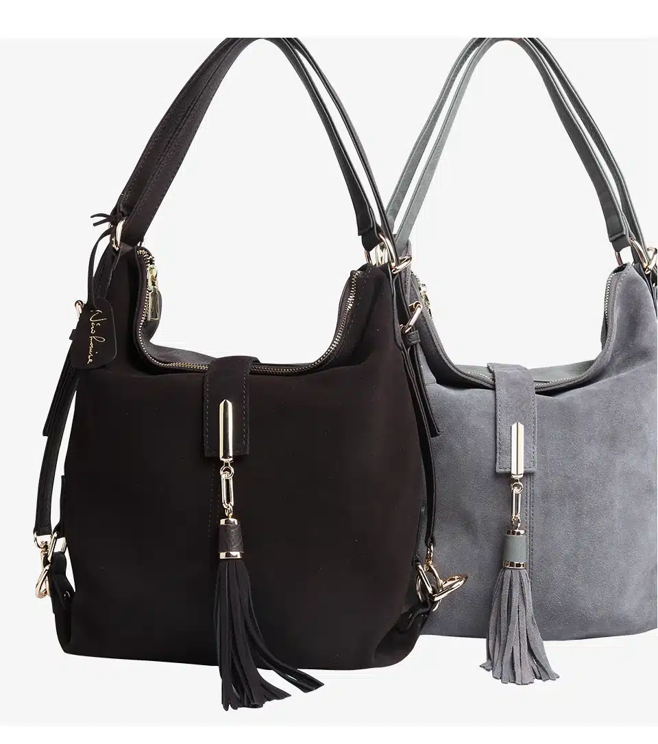 Nico Louise Women Real Split Suede Leather Shoulder Bag Female Leisure Nubuck Casual Handbag Hobo Messenger Top-handle bags 31
