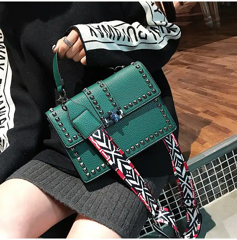 2018 Brand Women Bags Luxury Handbags Women Messenger Bags Cover Rivet Bag Girls Fashion Shoulder Bag Ladies PU Leather Handbags 15