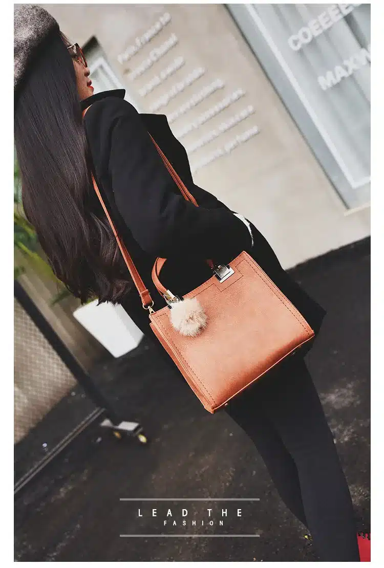 NEW HOT SALE handbag women casual tote bag female large shoulder messenger bags high quality Suede Leather handbag with fur ball 10