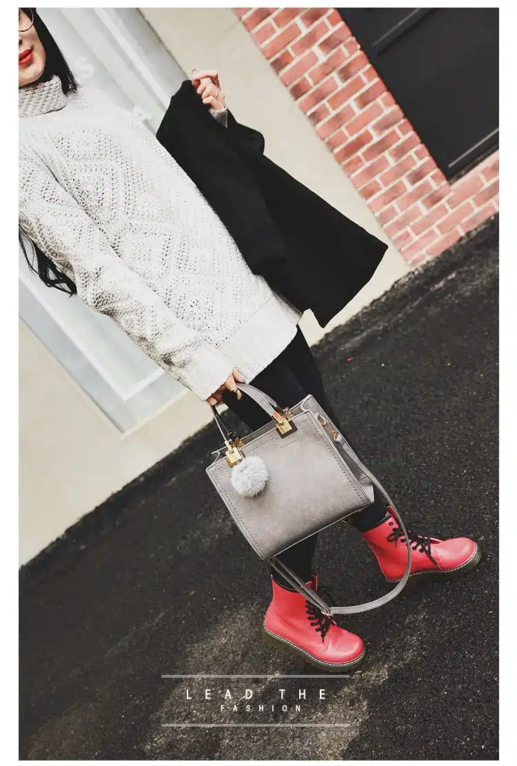 NEW HOT SALE handbag women casual tote bag female large shoulder messenger bags high quality Suede Leather handbag with fur ball 12