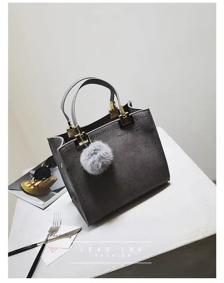 NEW HOT SALE handbag women casual tote bag female large shoulder messenger bags high quality Suede Leather handbag with fur ball 33