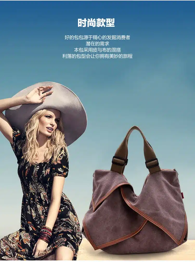 High Quality Big Women Canvas Handbag Shoulder Bags Stylish Casual Women Bag for Travel Lady Crossbody Bag Messenger Bags 9