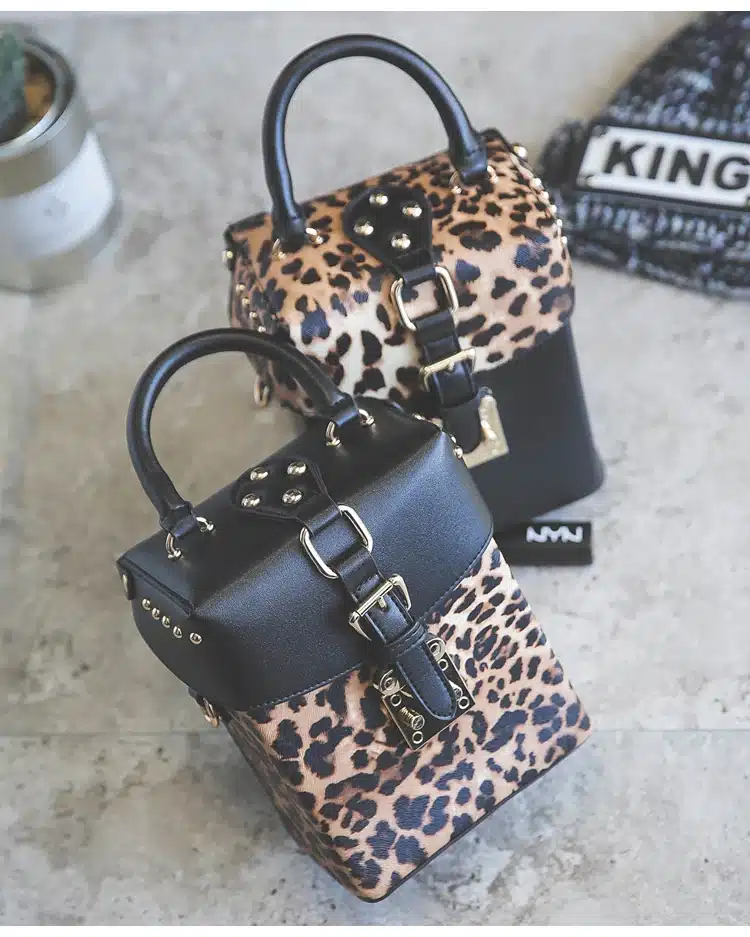 Famous brand Personalized handbags Leopard Print box mini Cube Brand original design crossbody bags for women messenger bags 35