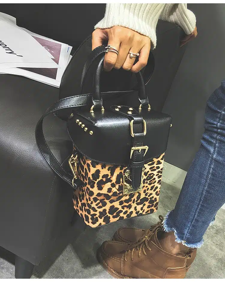 Famous brand Personalized handbags Leopard Print box mini Cube Brand original design crossbody bags for women messenger bags 38