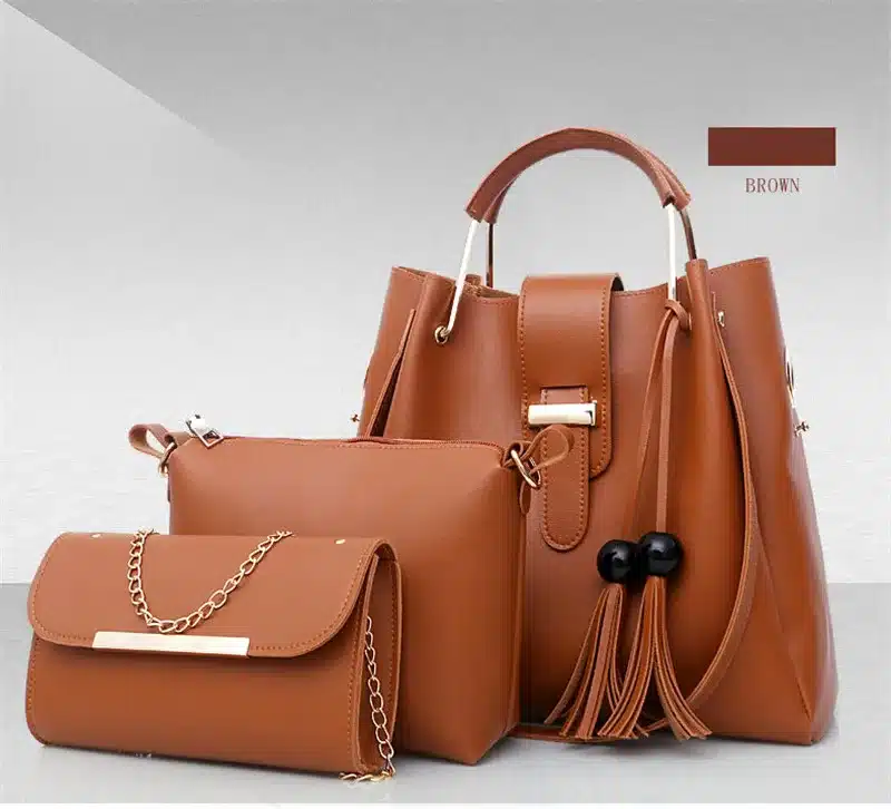 3Pcs/Sets Women Handbags Leather Shoulder Bags Female Large Capacity Casual Tote Bag Tassel Bucket Purses And Handbags Sac Femme 7
