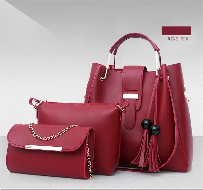 3Pcs/Sets Women Handbags Leather Shoulder Bags Female Large Capacity Casual Tote Bag Tassel Bucket Purses And Handbags Sac Femme 9