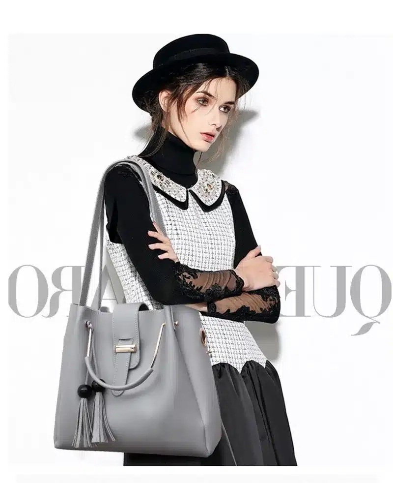 3Pcs/Sets Women Handbags Leather Shoulder Bags Female Large Capacity Casual Tote Bag Tassel Bucket Purses And Handbags Sac Femme 12