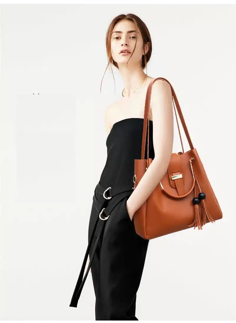 3Pcs/Sets Women Handbags Leather Shoulder Bags Female Large Capacity Casual Tote Bag Tassel Bucket Purses And Handbags Sac Femme 14