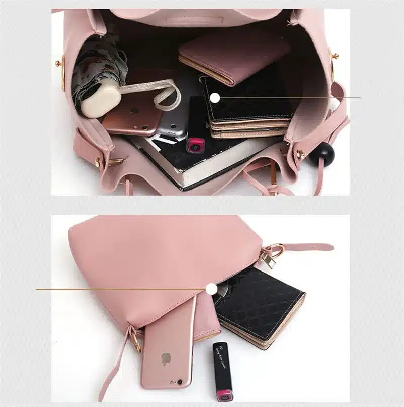 3Pcs/Sets Women Handbags Leather Shoulder Bags Female Large Capacity Casual Tote Bag Tassel Bucket Purses And Handbags Sac Femme 28
