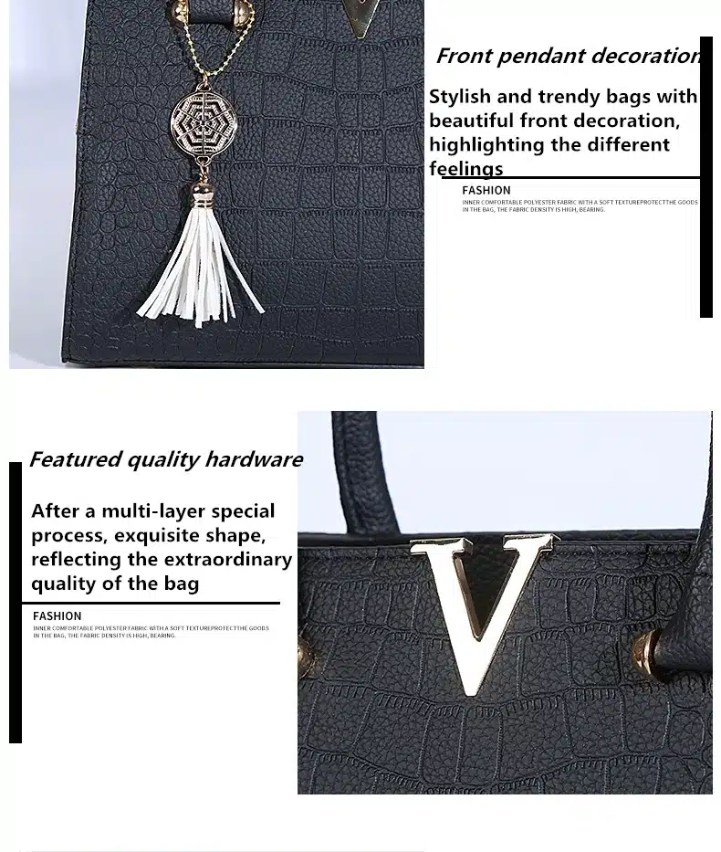 woman fashion Crocodile leather V letters Designer Handbags Luxury quality Lady Shoulder Crossbody Bags fringed Messenger Bag 19