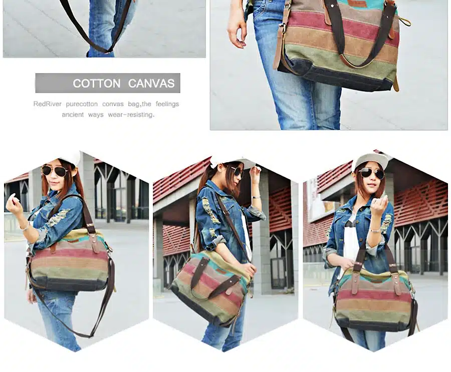 Colorful Women Canvas Shoulder Bag Large Satchel Handbags Ladies Patchwork Crossbody Messenger Bag Female Casual Tote Bag 1196 13