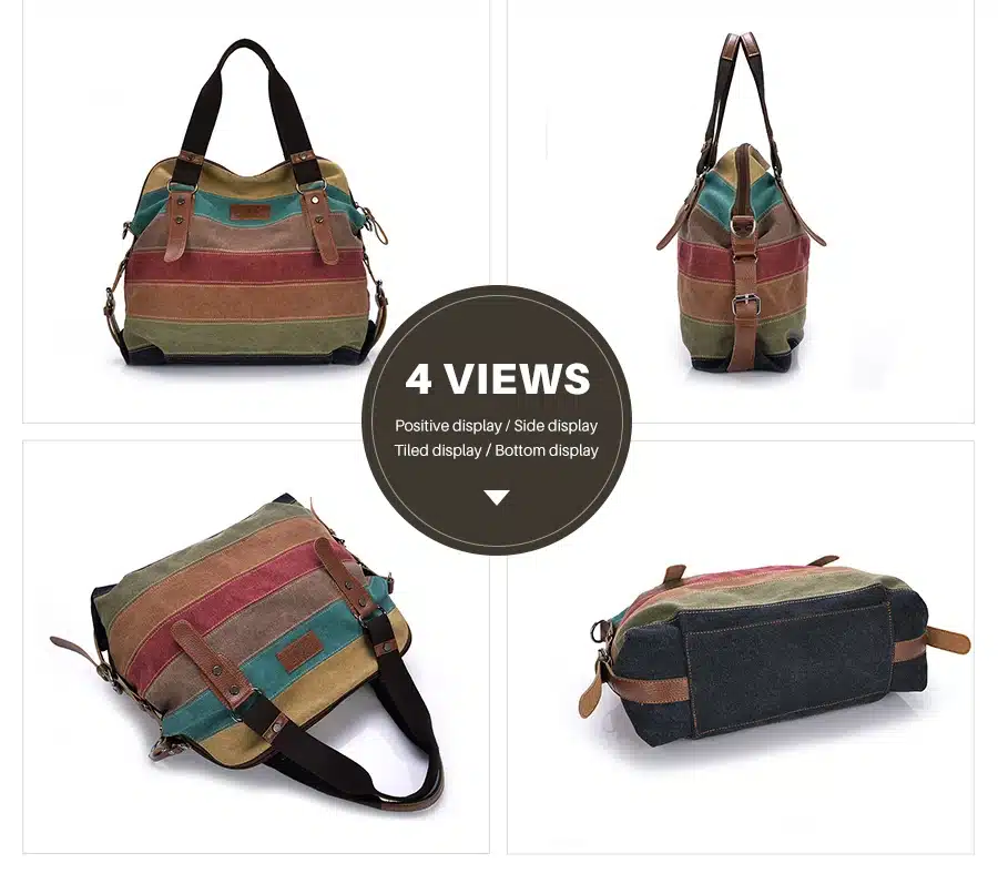 Colorful Women Canvas Shoulder Bag Large Satchel Handbags Ladies Patchwork Crossbody Messenger Bag Female Casual Tote Bag 1196 17
