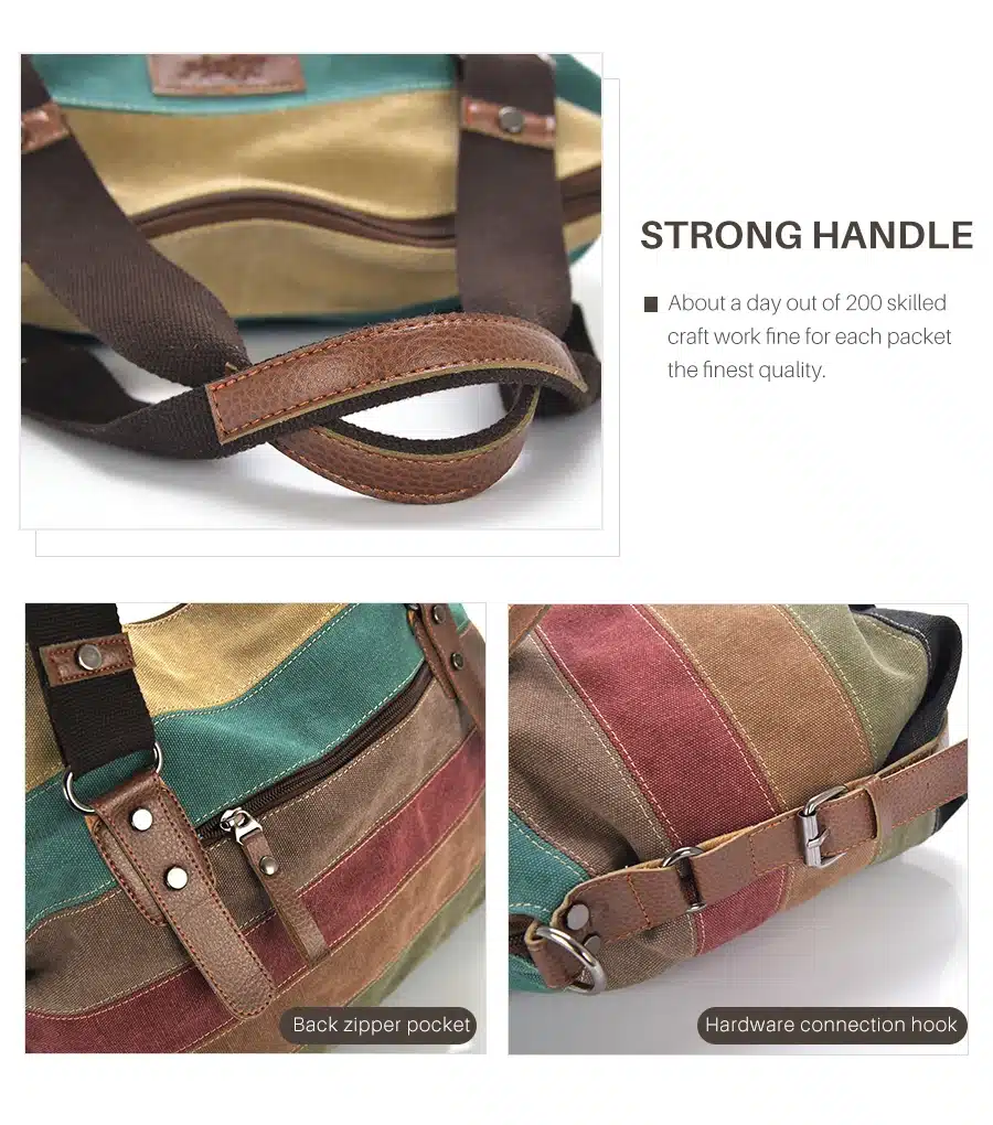 Colorful Women Canvas Shoulder Bag Large Satchel Handbags Ladies Patchwork Crossbody Messenger Bag Female Casual Tote Bag 1196 21