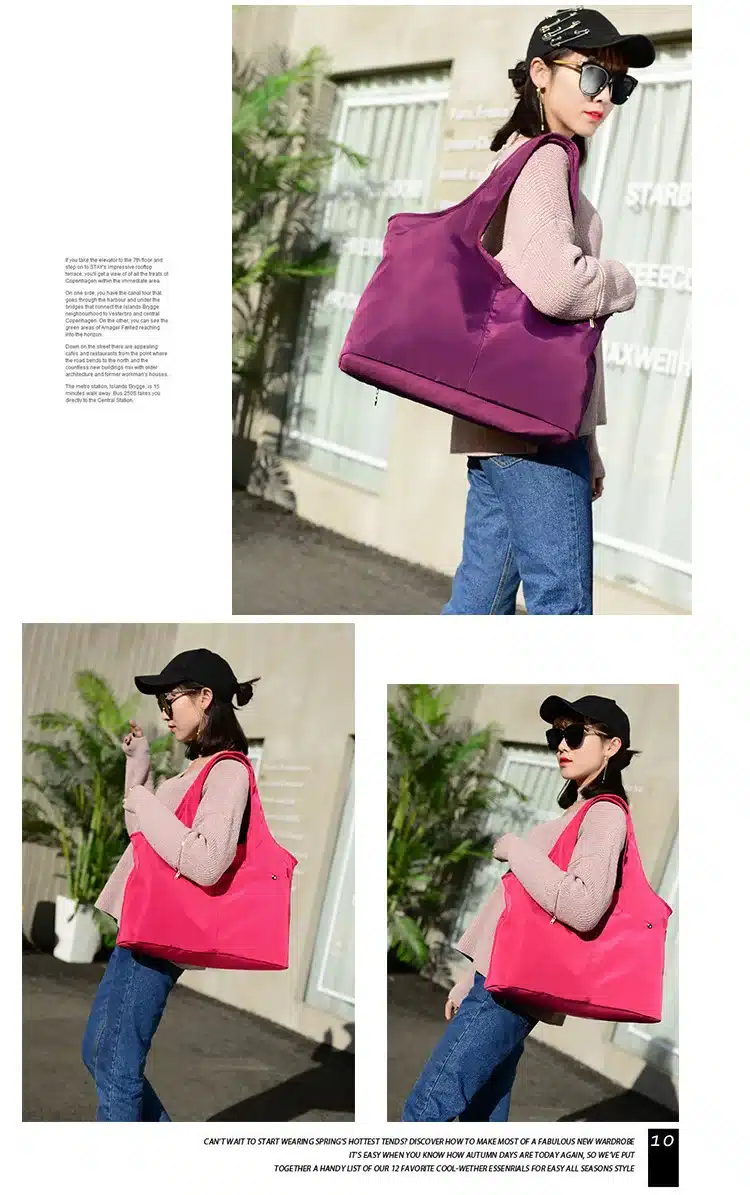 New Women Handbag Casual Large Shoulder Bag Fashion Nylon Big Capacity Tote Purple Bags Waterproof bolsas 9