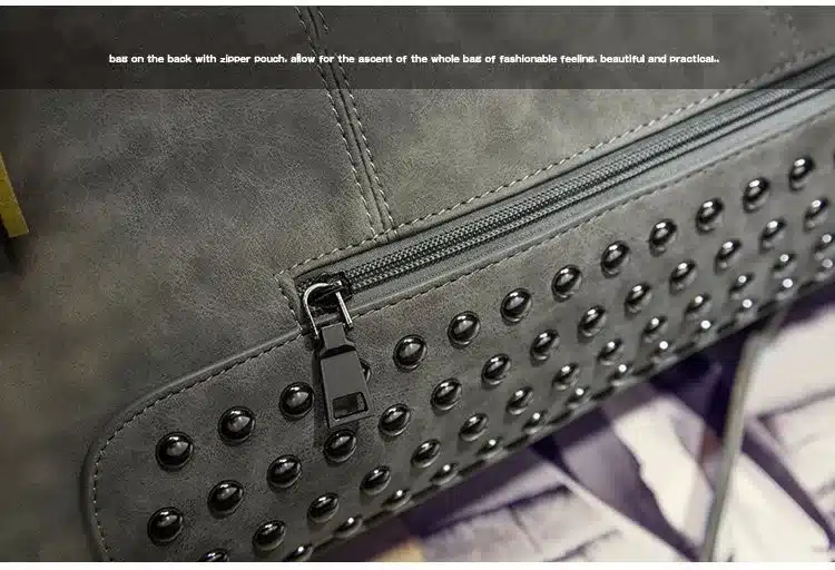 Bolish Rivet Vintage PU Leather Female Handbag Fashion Tassel Messenger Bag Women Shoulder Bag Larger Top-Handle Bags Travel Bag 22