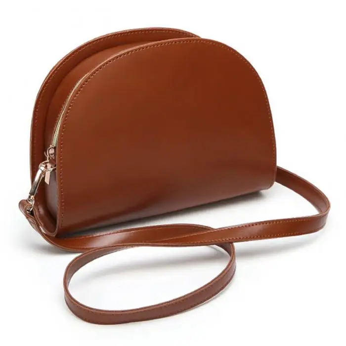 Women Shoulder Bag PU Leather Zipper Semicircle Handbag Simple Casual Messenger Bags Gift Popular 6