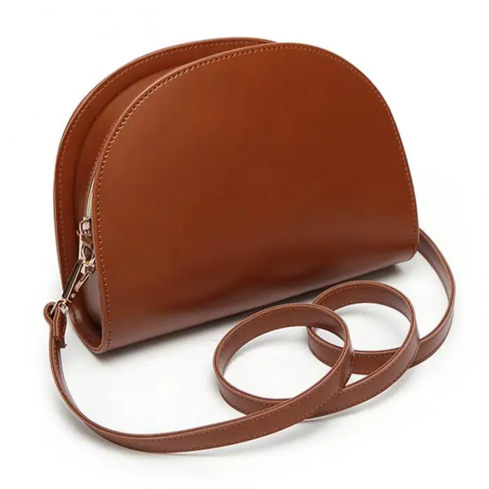 Women Shoulder Bag PU Leather Zipper Semicircle Handbag Simple Casual Messenger Bags Gift Popular 7
